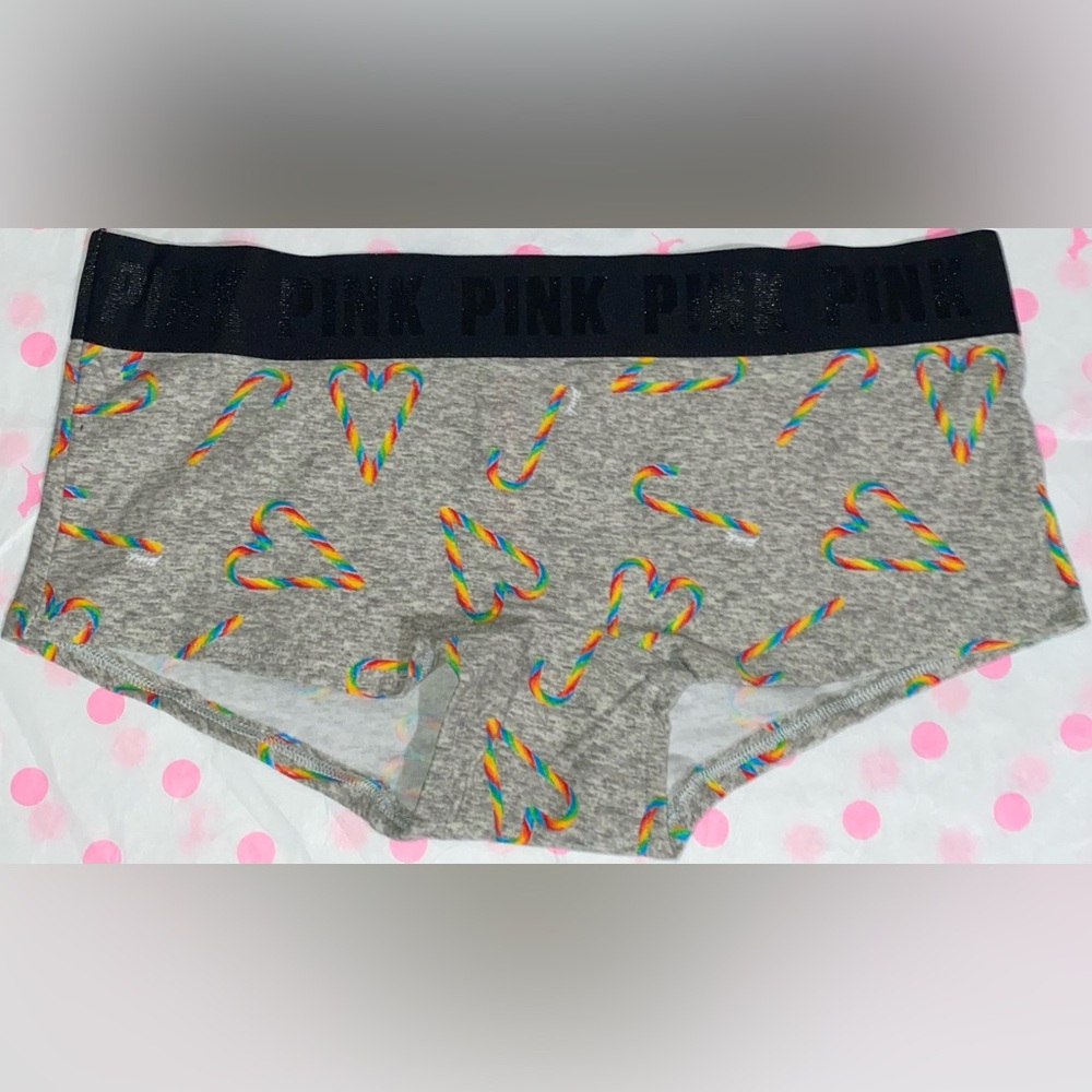 Victoria’s Secret Pink cotton boyshort panties pink Panties rainbow heart candy